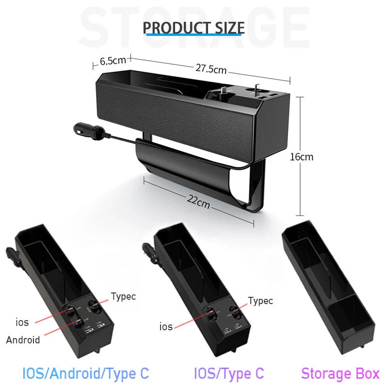 ChargeGuard™ Car Organizer with Charger Cable