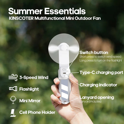 CoolBreeze™ - Rechargeable Hand Fan With Flashlight