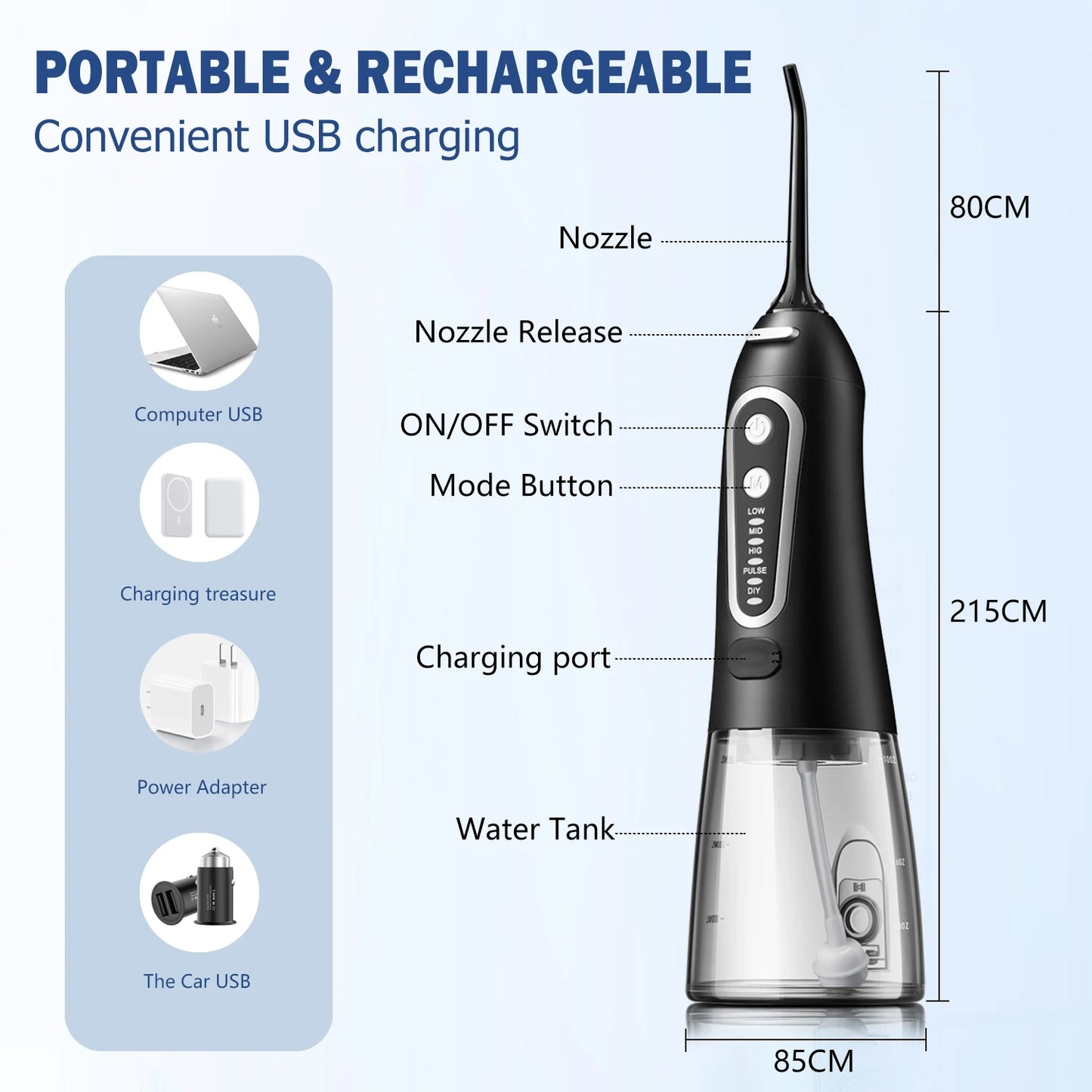 AquaGlow™ USB Rechargeable Oral Irrigator